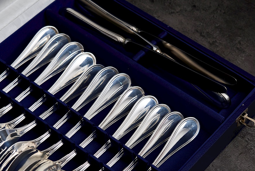 Cutlery set silver 852 grammi in English style Zanolli Vintage