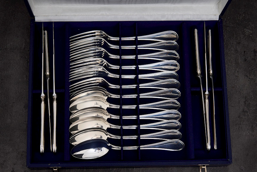Cutlery set silver 852 grammi in English style Zanolli Vintage