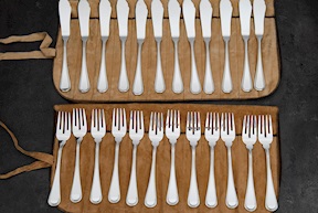 Servizio posate pesce argento 1238 grammi 24 pezzi in stile Inglese usato ricondizionato Zanolli Vintage