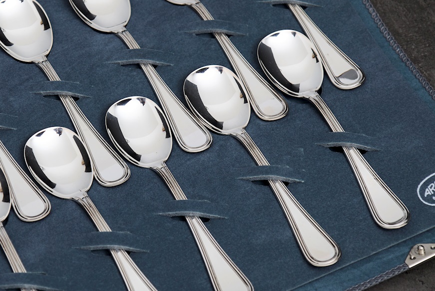 Set cucchiai gelato argento 254 grammi 12 pezzi in stile Inglese usato ricondizionato Zanolli Vintage
