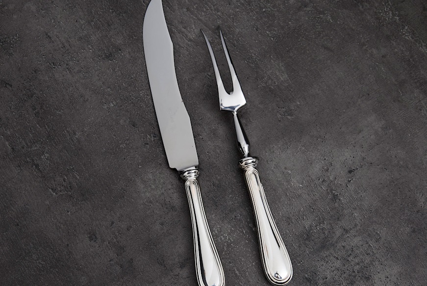 Set posate trinciare argento 40 grammi 2 pezzi in stile Inglese usato ricondizionato Zanolli Vintage