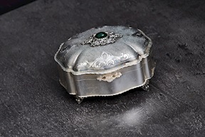 Scatola portagioie argento 198 grammi con pietra verde usato ricondizionato Zanolli Vintage