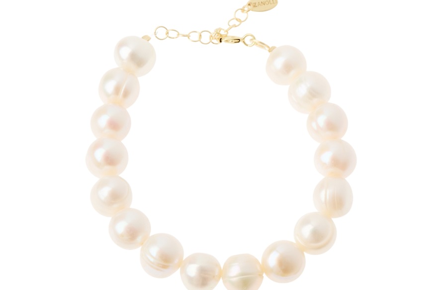 Bracciale argento con perle di fiume e chiusura dorata Selezione Zanolli