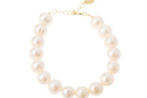 Bracciale argento con perle di fiume e chiusura dorata Selezione Zanolli