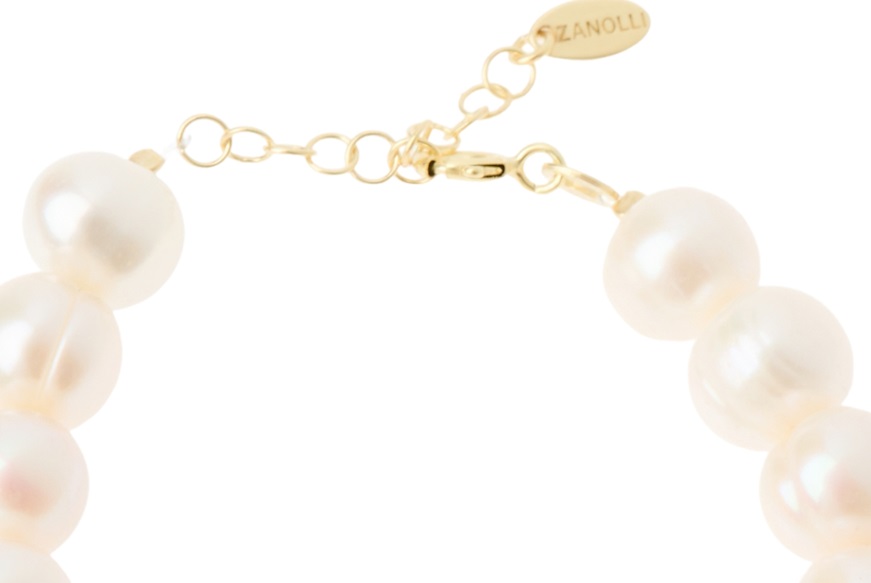 Bracciale argento con perle di fiume e chiusura dorata Selezione Zanolli