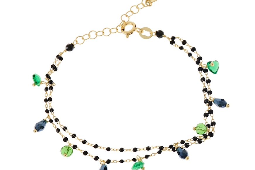 Bracciale argento dorato con smaltini blu e cristalli verdi/blu Selezione Zanolli