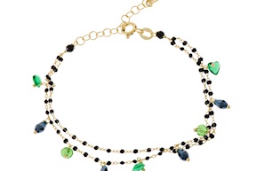 Bracciale argento dorato con smaltini blu e cristalli verdi/blu Selezione Zanolli