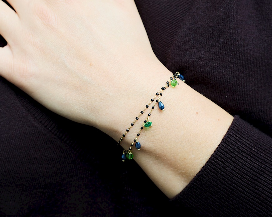 Bracelet silver with blu enamels and green crystal Selezione Zanolli