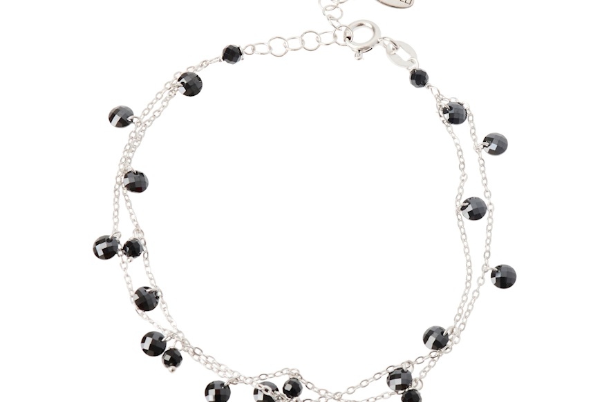 Bracciale argento con charms e zirconi neri Selezione Zanolli