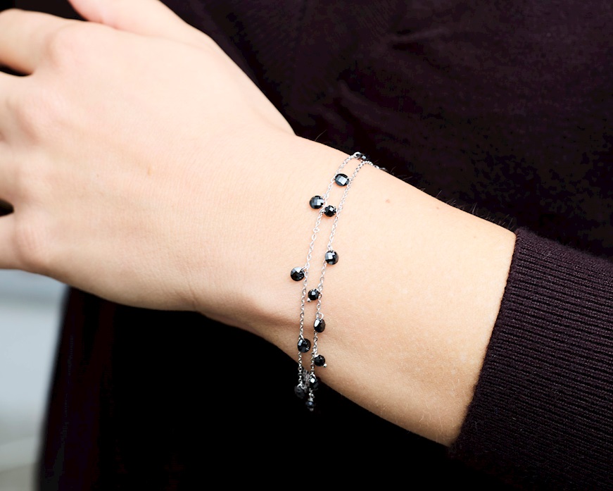 Bracelet silver with charms and black zircons Selezione Zanolli