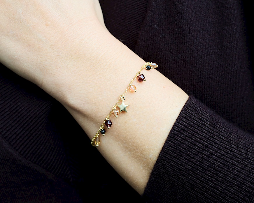 Bracciale argento dorato con cristalli brown e stella centrale Selezione Zanolli