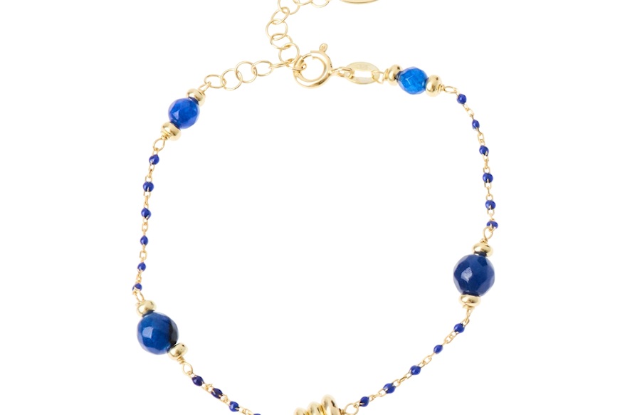 Bracciale argento dorato con smaltini blu e agata Selezione Zanolli