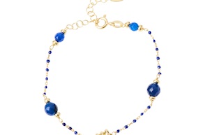 Bracciale argento dorato con smaltini blu e agata Selezione Zanolli