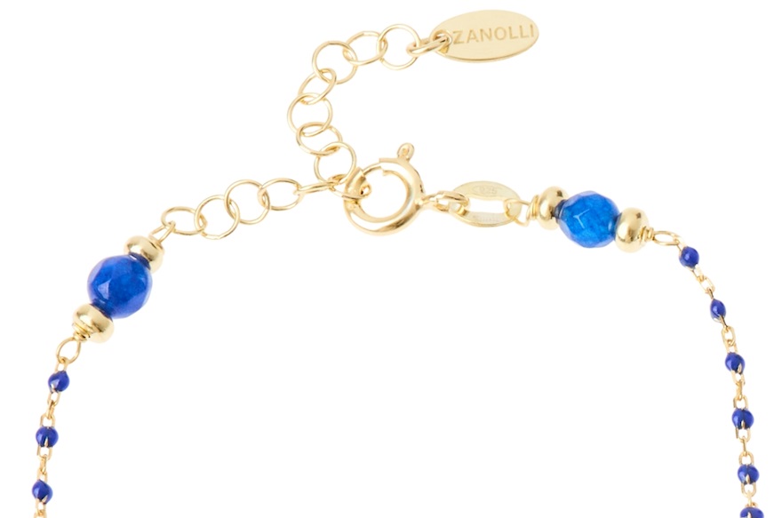 Bracciale argento dorato con smaltini blu e agata Selezione Zanolli