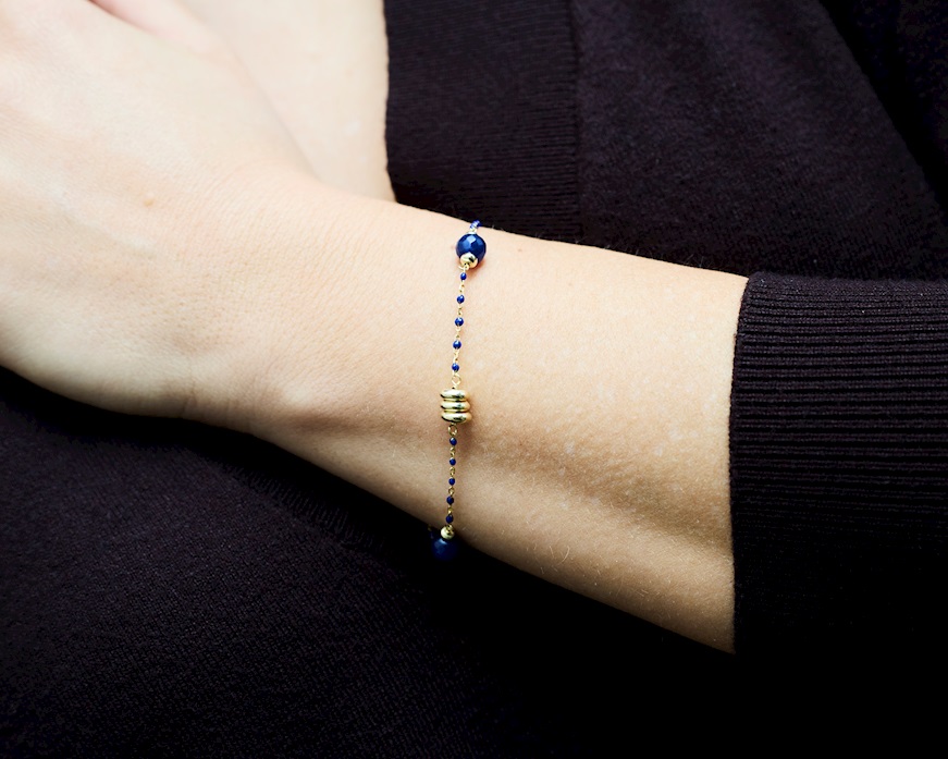 Bracelet silver with blue enamels and agate Selezione Zanolli