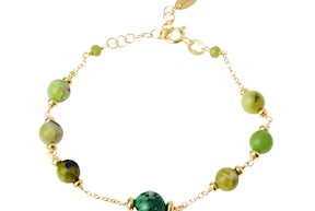 Bracciale argento dorato con labradorite e giada Selezione Zanolli