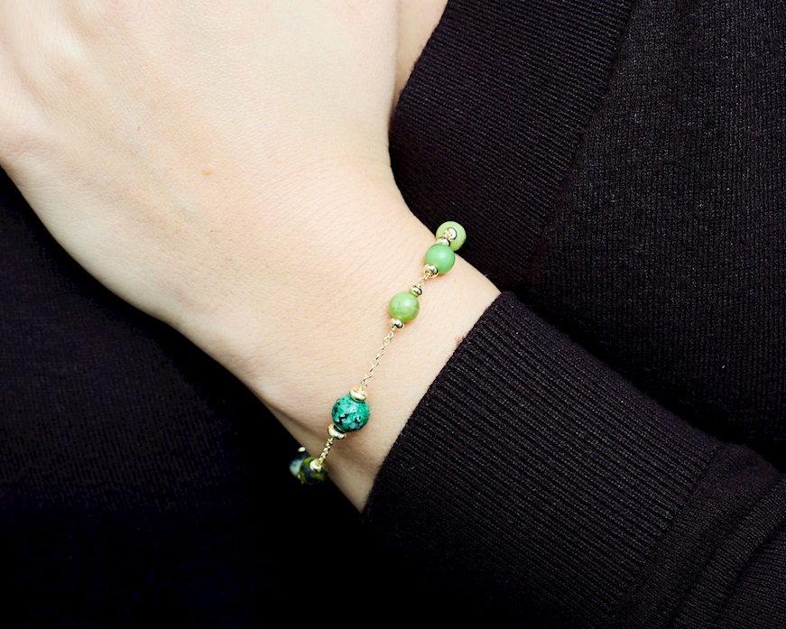 Bracelet silver with labradorite and jade Selezione Zanolli