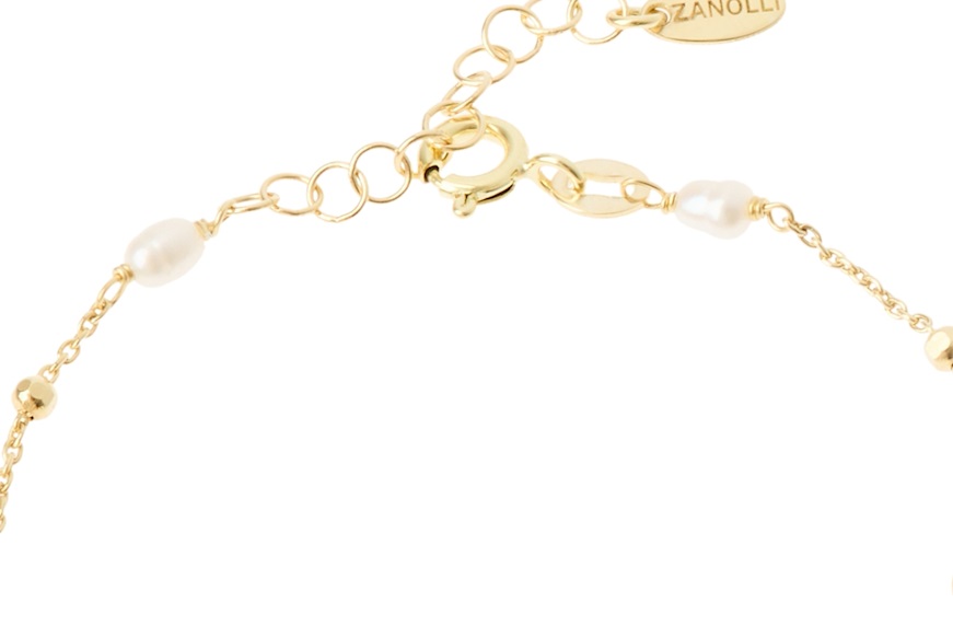Bracciale argento dorato con chicco satinato e perla Selezione Zanolli