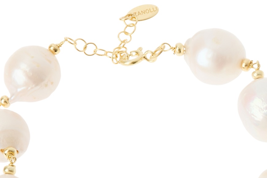 Bracciale argento dorato con chicco satinato e perla barocca Selezione Zanolli