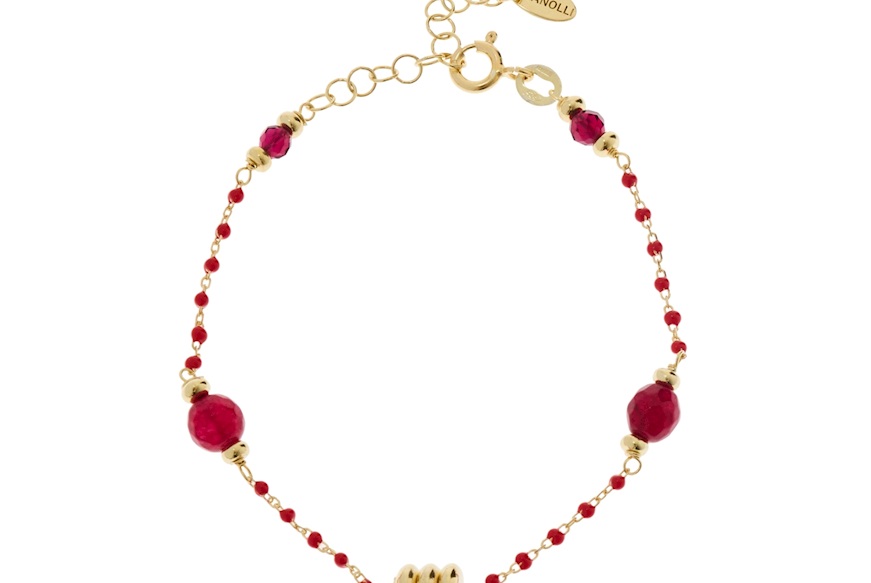 Bracciale argento dorato con smaltini rossi e granato Selezione Zanolli