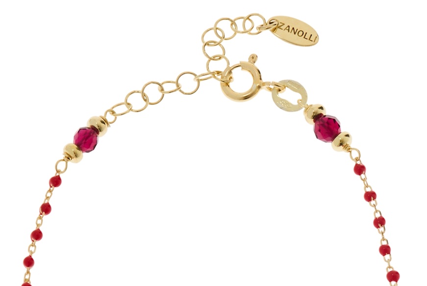 Bracciale argento dorato con smaltini rossi e granato Selezione Zanolli