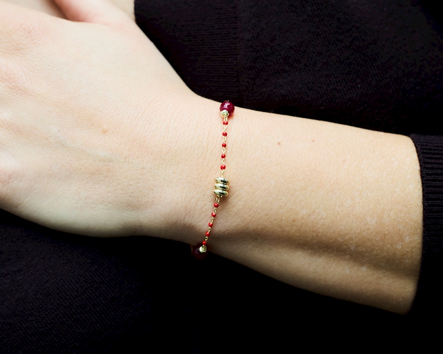 Bracelet silver with red enamels and garnet Selezione Zanolli