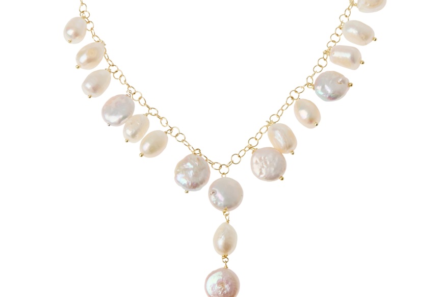 Collana argento con perle di fiume e chiusura dorata Selezione Zanolli