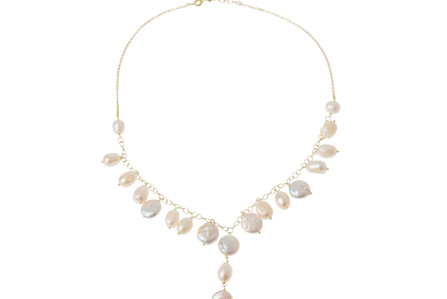 Collana argento con perle di fiume e chiusura dorata Selezione Zanolli