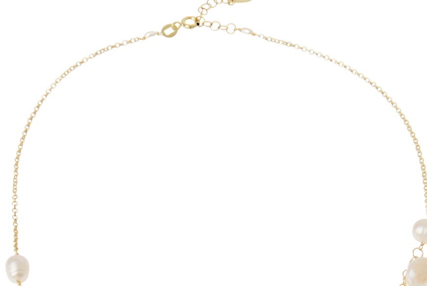 Collana argento con perle di fiume e chiusura dorata Selezione Zanolli