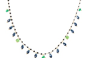 Collana argento dorato con smaltini blu e cristalli verdi/blu Selezione Zanolli