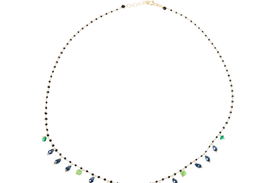 Collana argento dorato con smaltini blu e cristalli verdi/blu Selezione Zanolli