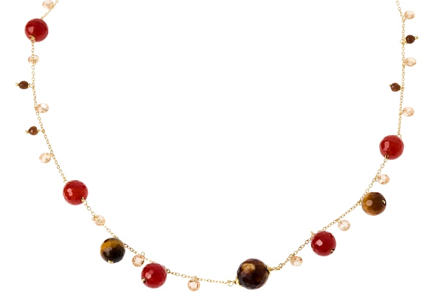 Collana argento dorato con corniola e zirconi champagne Selezione Zanolli