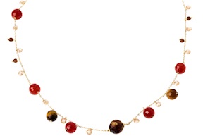 Collana argento dorato con corniola e zirconi champagne Selezione Zanolli