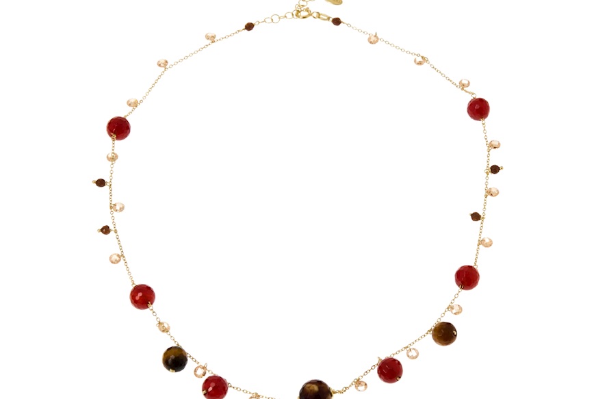 Collana argento dorato con corniola e zirconi champagne Selezione Zanolli