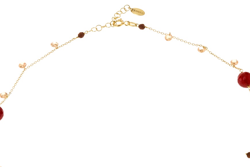 Collana argento dorato con corniola e zirconi champagne Selezione Zanolli