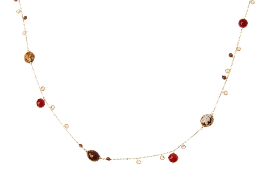Collana argento dorato con corniola e zirconi champagne Selezione Zanolli