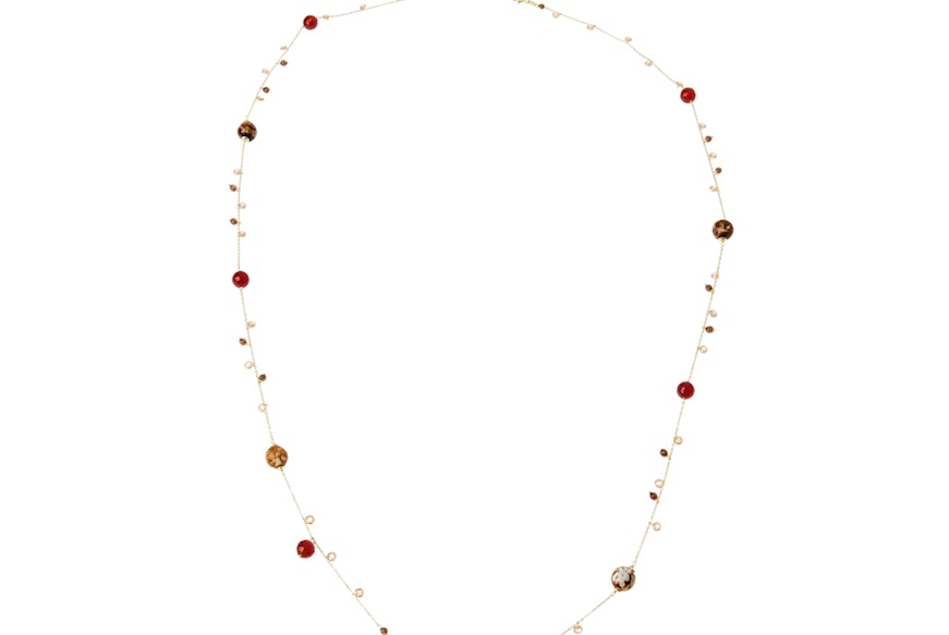 Collana argento dorato con corniola e zirconi champagne Selezione Zanolli