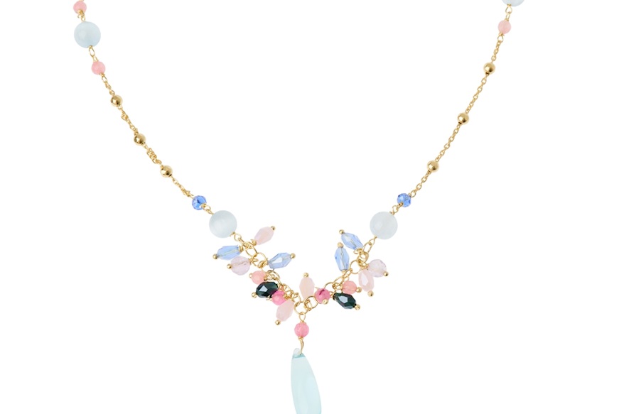 Collana argento dorato con agata e cristalli Selezione Zanolli