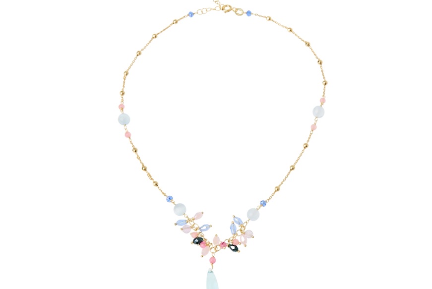 Collana argento dorato con agata e cristalli Selezione Zanolli