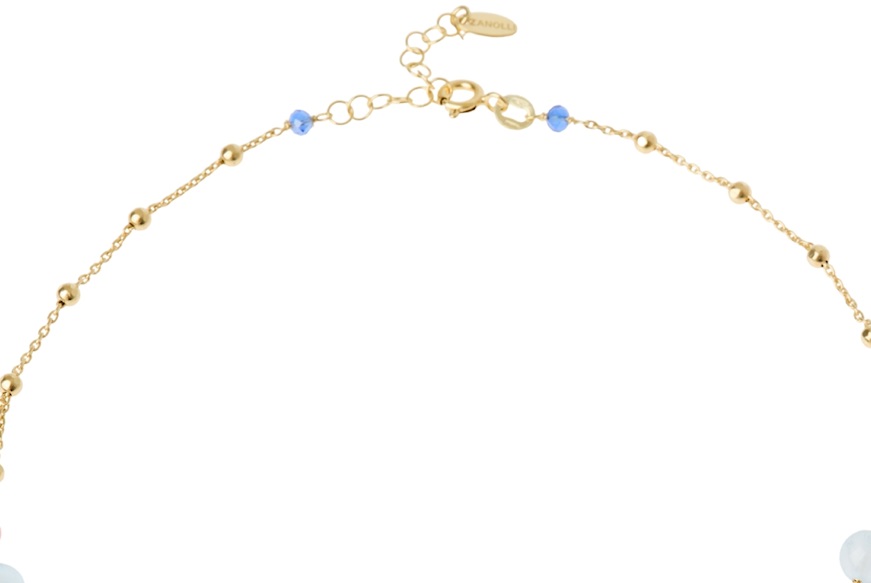 Collana argento dorato con agata e cristalli Selezione Zanolli
