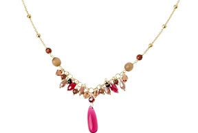 Collana argento dorato con agata e cristalli brown/bordeaux Selezione Zanolli