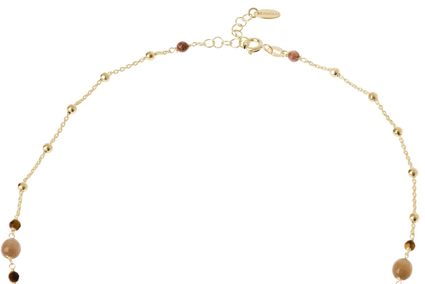 Collana argento dorato con agata e cristalli brown/bordeaux Selezione Zanolli