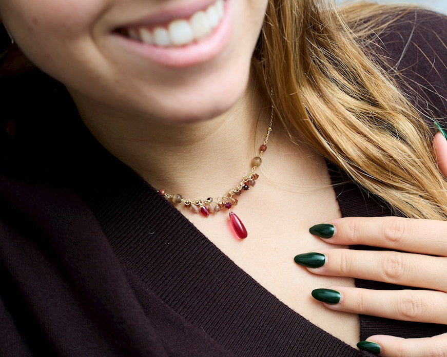 Necklace silver with agate and crystal Selezione Zanolli