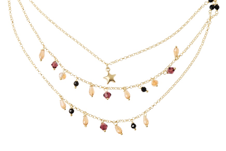 Collana argento dorato con cristalli brown e stella centrale Selezione Zanolli