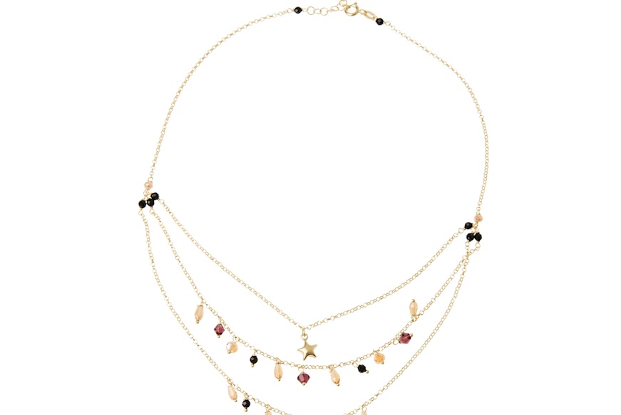 Collana argento dorato con cristalli brown e stella centrale Selezione Zanolli