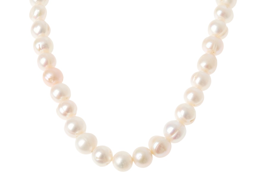 Collana argento dorato con perle ovali e piatte Selezione Zanolli