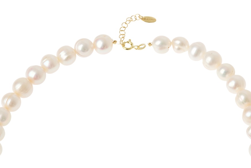 Collana argento dorato con perle ovali e piatte Selezione Zanolli