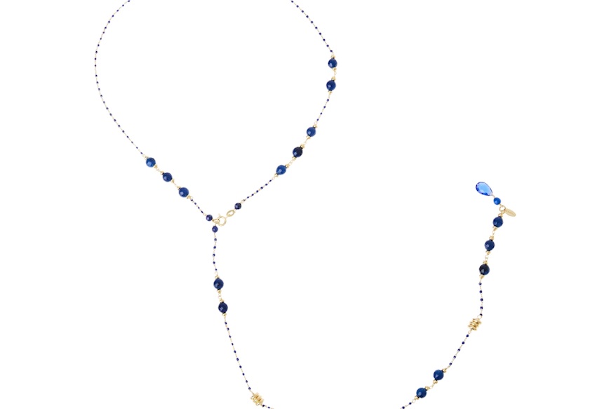 Collana argento dorato con smaltini blu e agata Selezione Zanolli