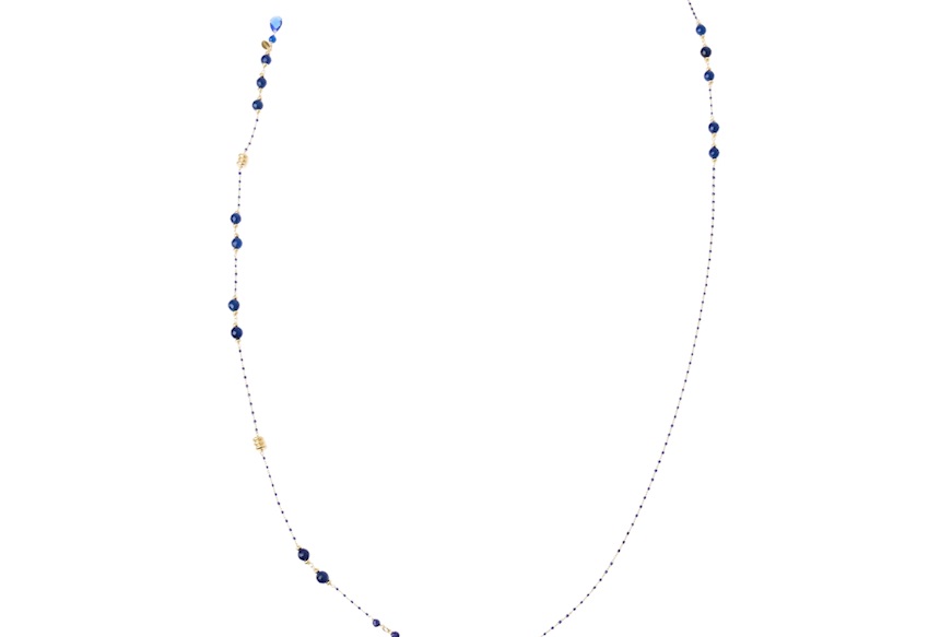 Collana argento dorato con smaltini blu e agata Selezione Zanolli