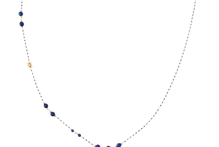 Collana argento dorato con smaltini blu e agata Selezione Zanolli